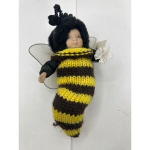 The San Francisco Music Box Company Bee Fairy Ornament Yellow Brown Striped
